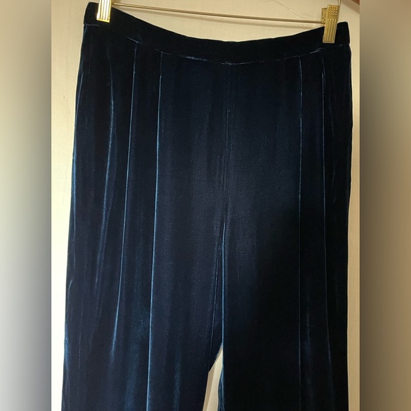 Vintage Field Manor Women’s Silk Rayon Blend Velvet Wide Leg Pants - Navy - Sz 8 - Picture 6 of 13